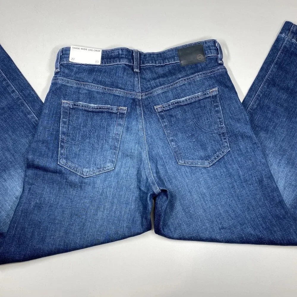 NEW AG Women’s Saige Wide Leg Cropped Jeans Dark Blue Size 27 - Picture 3 of 11